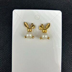 Vintage Avon "Pearly Bunny" 1994 pierced earrings
